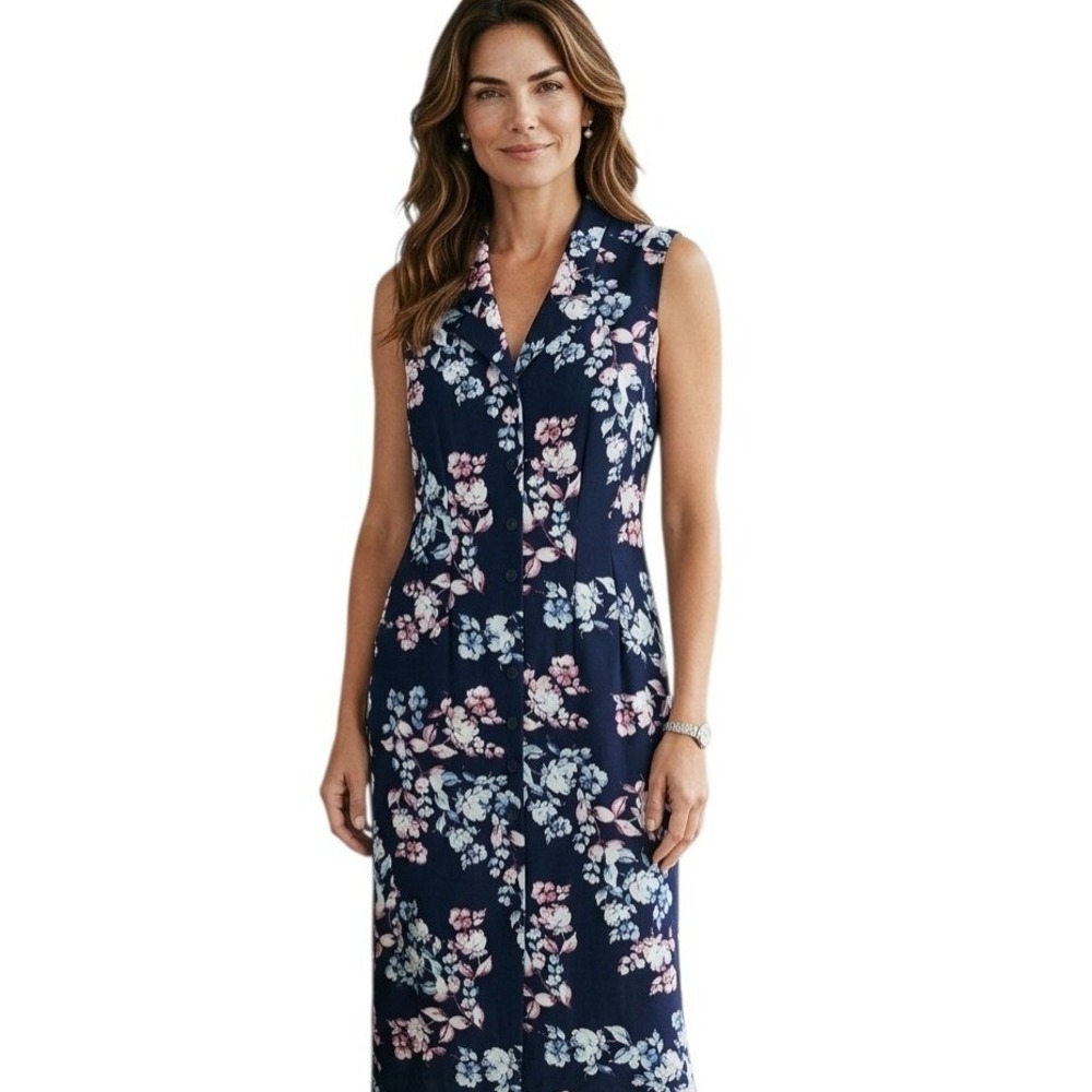 J. Jill Sleeveless Floral Button Front Womens Plus size‎ 1X Cottagecore Dress